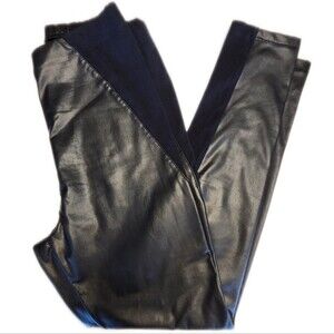 Express High Waisted Faux Leather Leggings With Fabric Cutouts, S